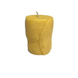 Golden Leaf Pillar - FLower Imprint Candle